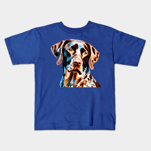 Soulful Impressionist German Shorthaired Pointer Kids T-Shirt by Doodle and Things